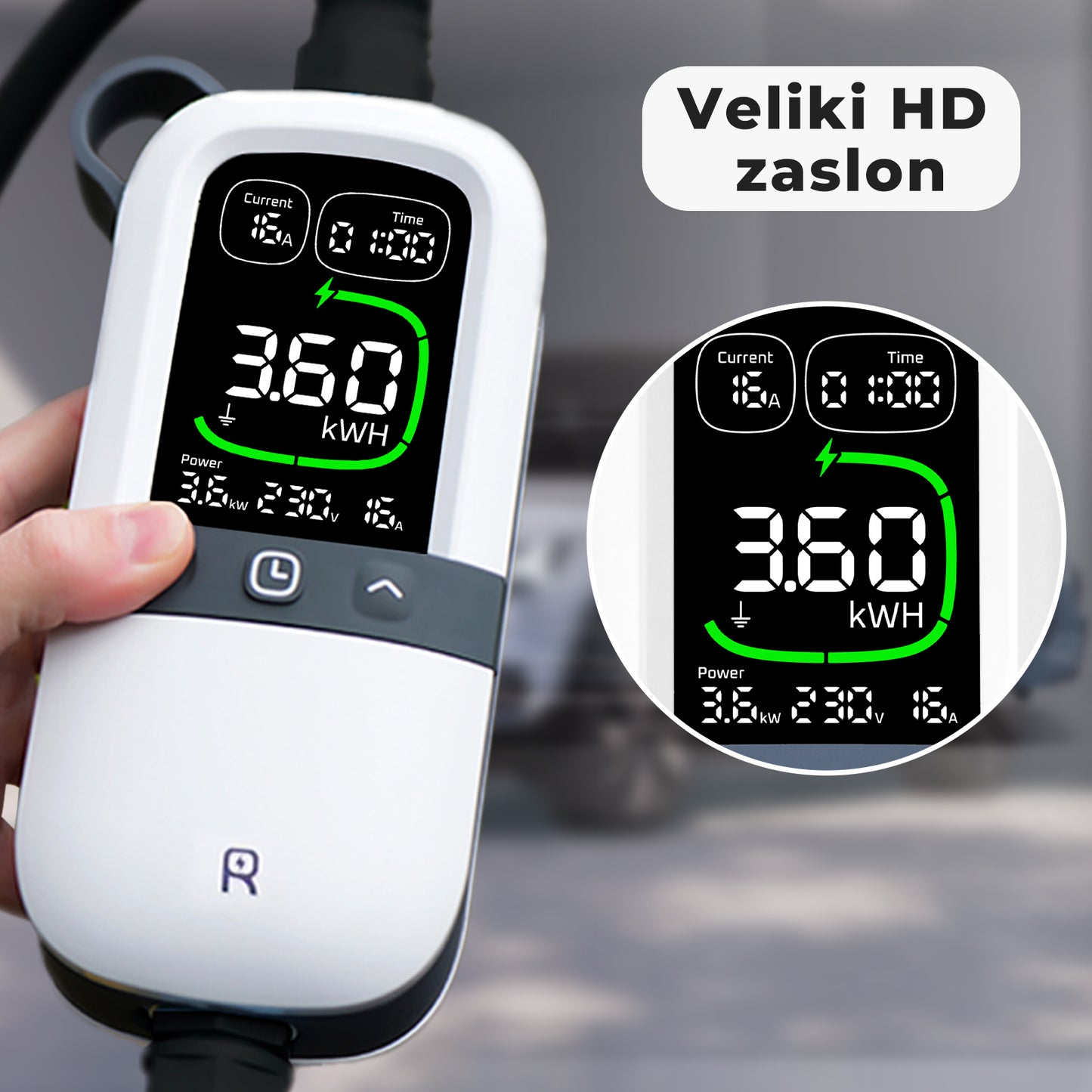 RHEIDON TECH Prijenosni 3,6kW EV punjač tipa 2, 7,5m kabel, IP65, Schuko utikač